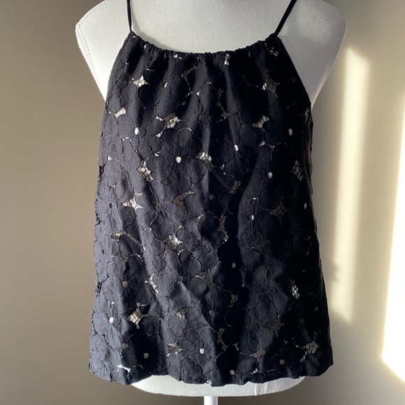 LIV Los Angeles Black lace high neck tank top blouse - Picture 4 of 5
